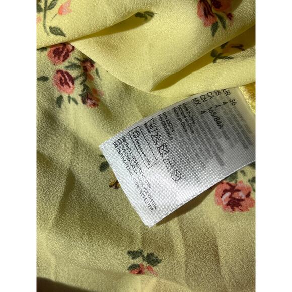 H&M divided tie up cold‎ shoulder yellow floral blouse NWT size 4 - Picture 5 of 6
